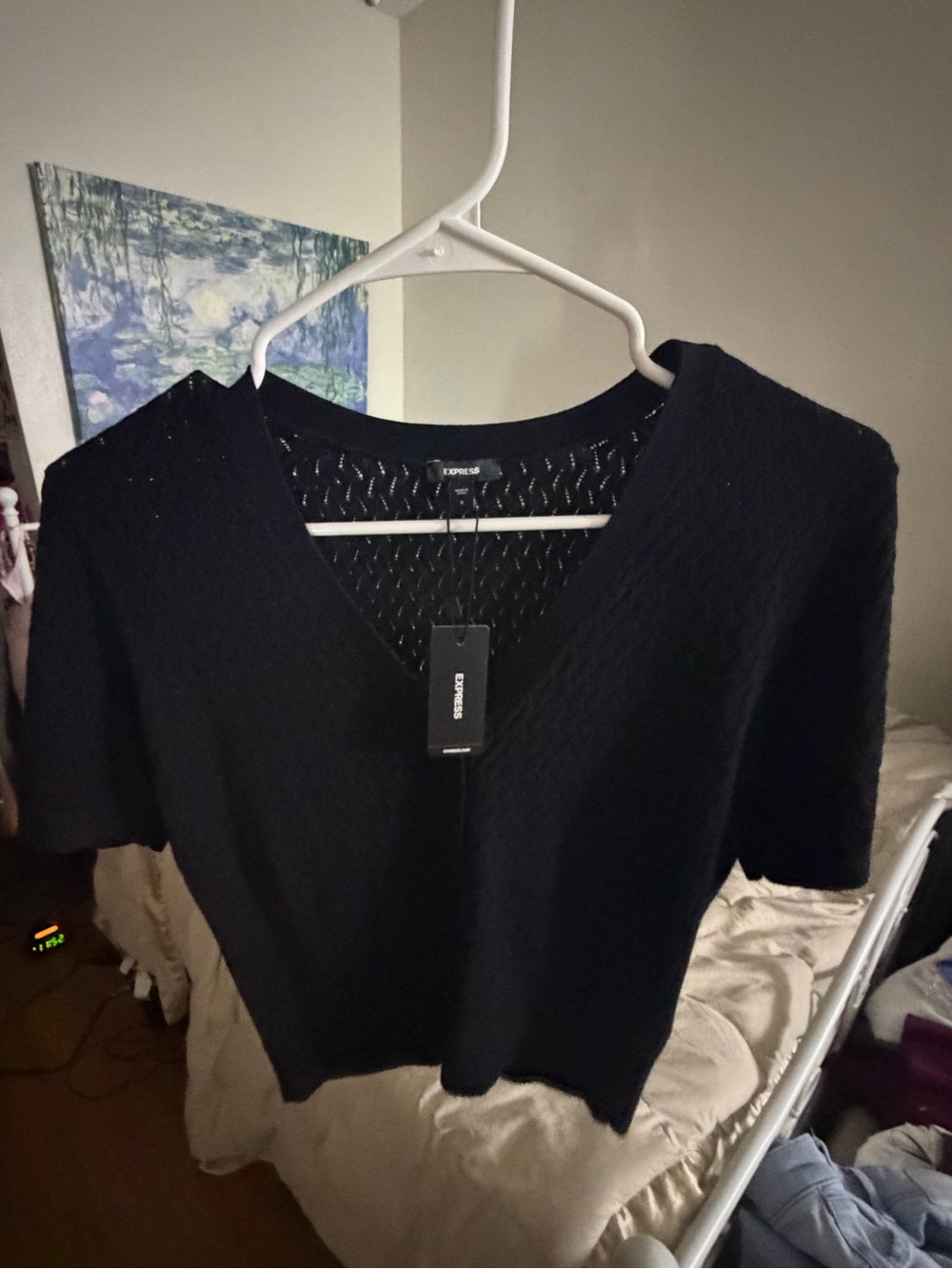 Express Black Short Sleeve V-Neck Button Cardigan